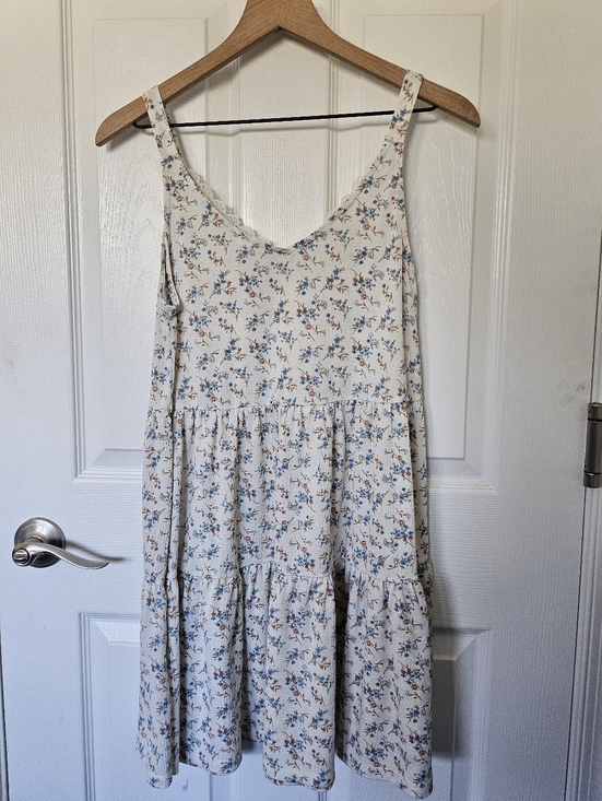 Blu Pepper Floral Babydoll Dress Medium Cottagecore Mini Lace Trim Button Front - Picture 4 of 14
